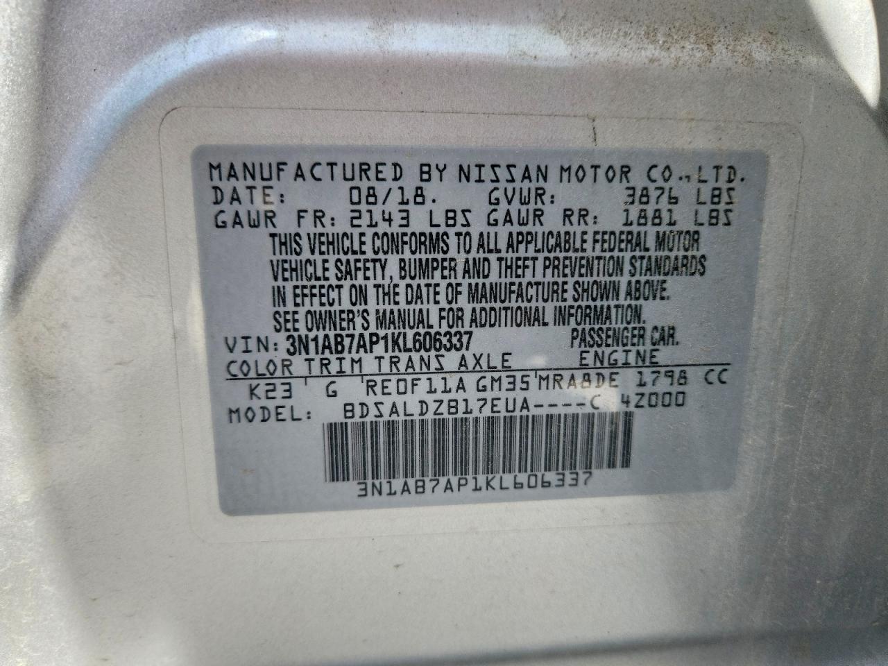 2019 NISSAN SENTRA SV photo 23