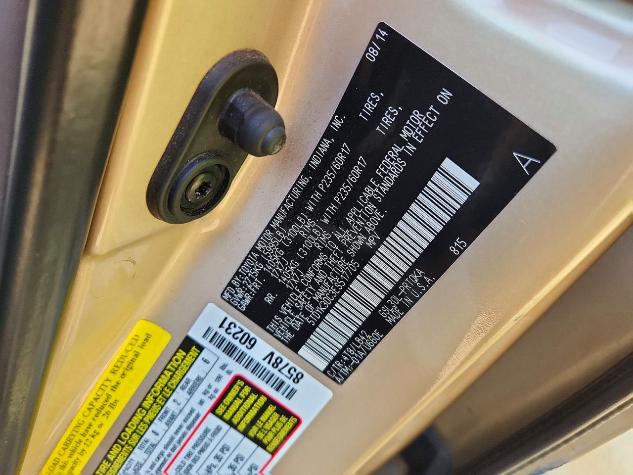 2014 TOYOTA SIENNA XLE 8-PASSENGER photo 37