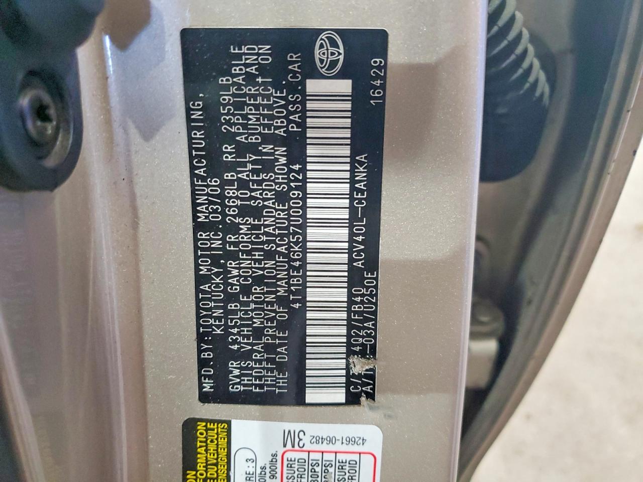2007 TOYOTA CAMRY LE photo 45