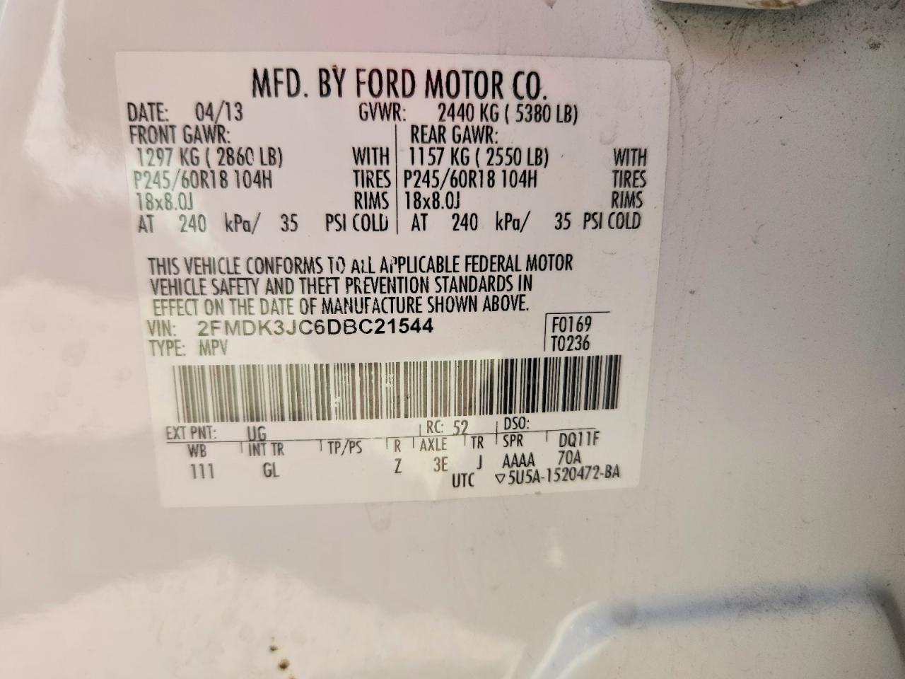 2013 FORD EDGE SEL photo 34
