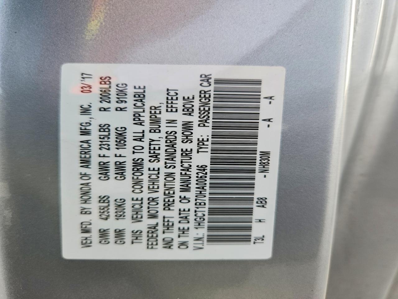 2017 HONDA ACCORD EX photo 23
