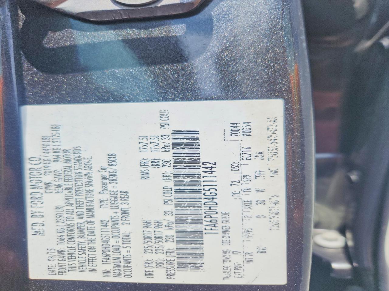 2016 FORD FUSION SE photo 34