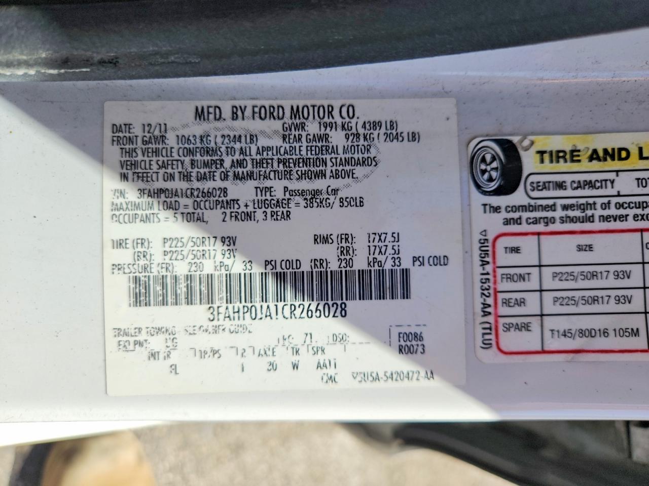 2012 FORD FUSION SEL photo 23