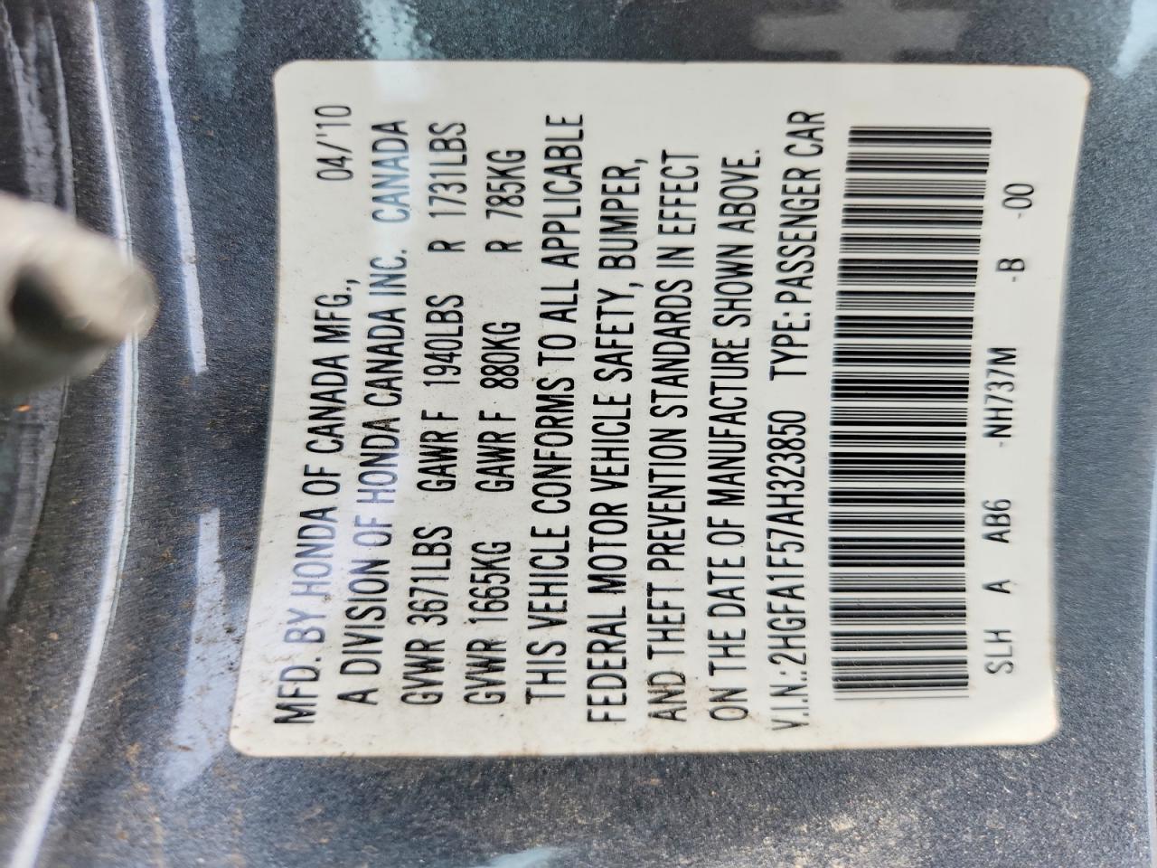2010 HONDA CIVIC LX photo 13