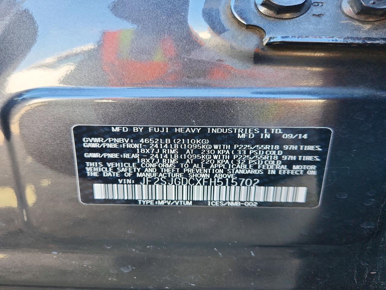 2015 SUBARU FORESTER 2.0XT PREMIUM photo 25
