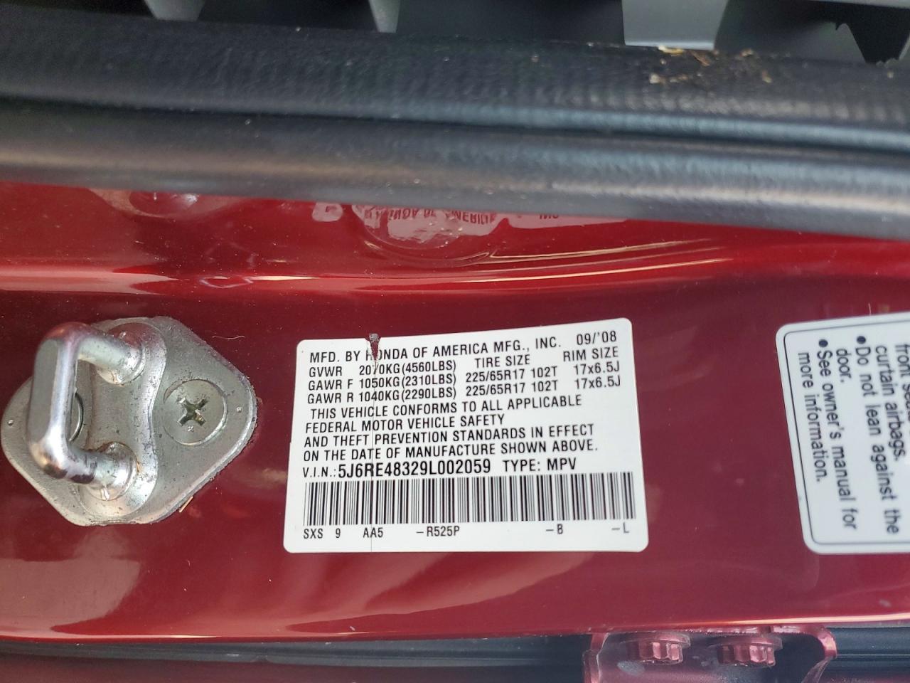 2009 HONDA CR-V LX photo 37