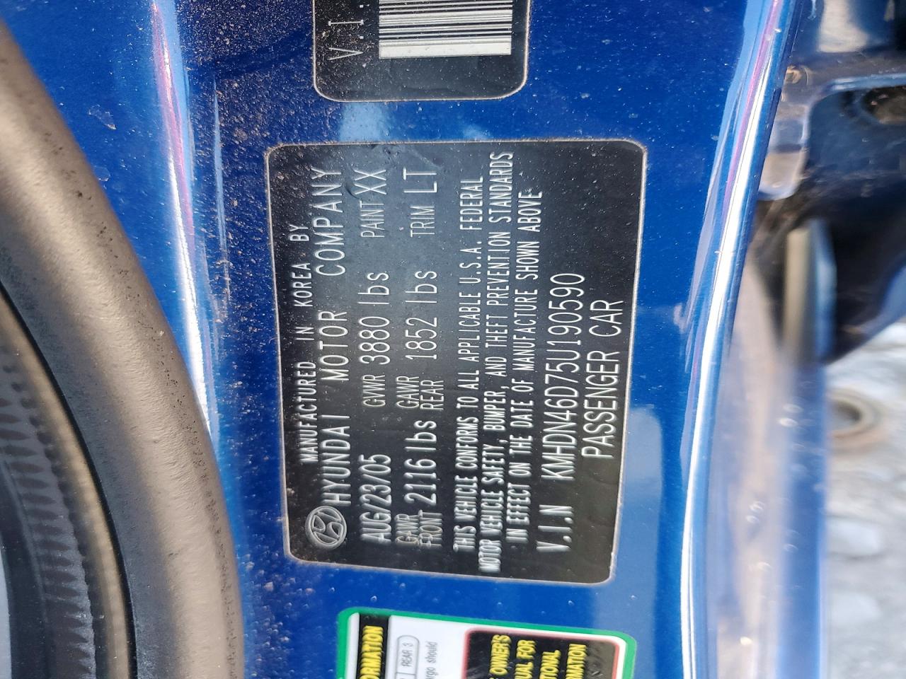 2005 HYUNDAI ELANTRA GLS photo 34