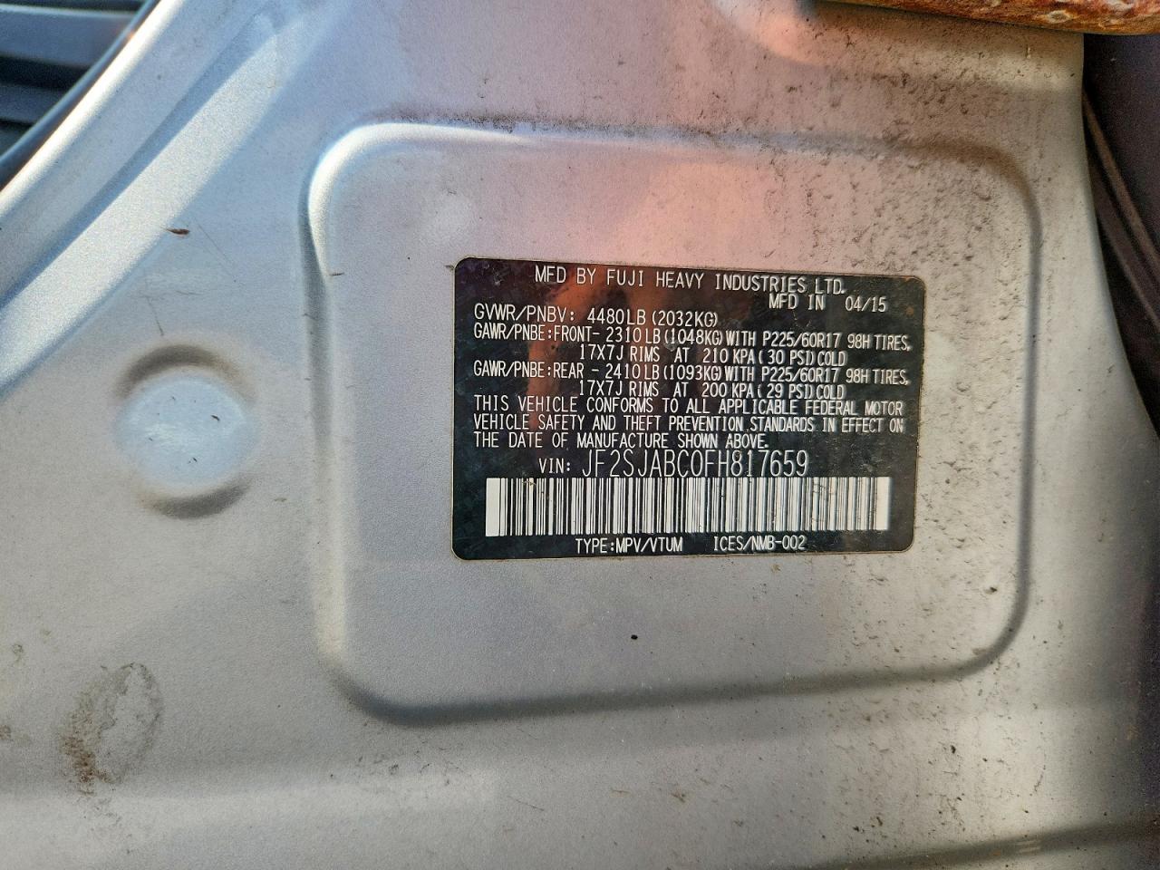 2015 SUBARU FORESTER 2.5I photo 25