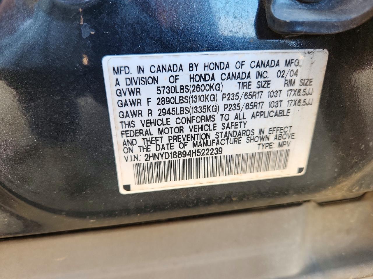 2004 ACURA MDX TOURING photo 25