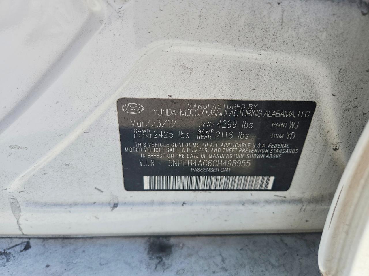 2012 HYUNDAI SONATA photo 34
