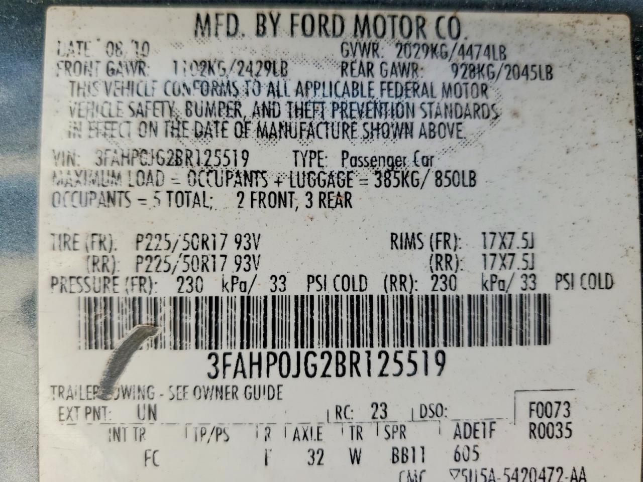 2011 FORD FUSION SEL photo 27