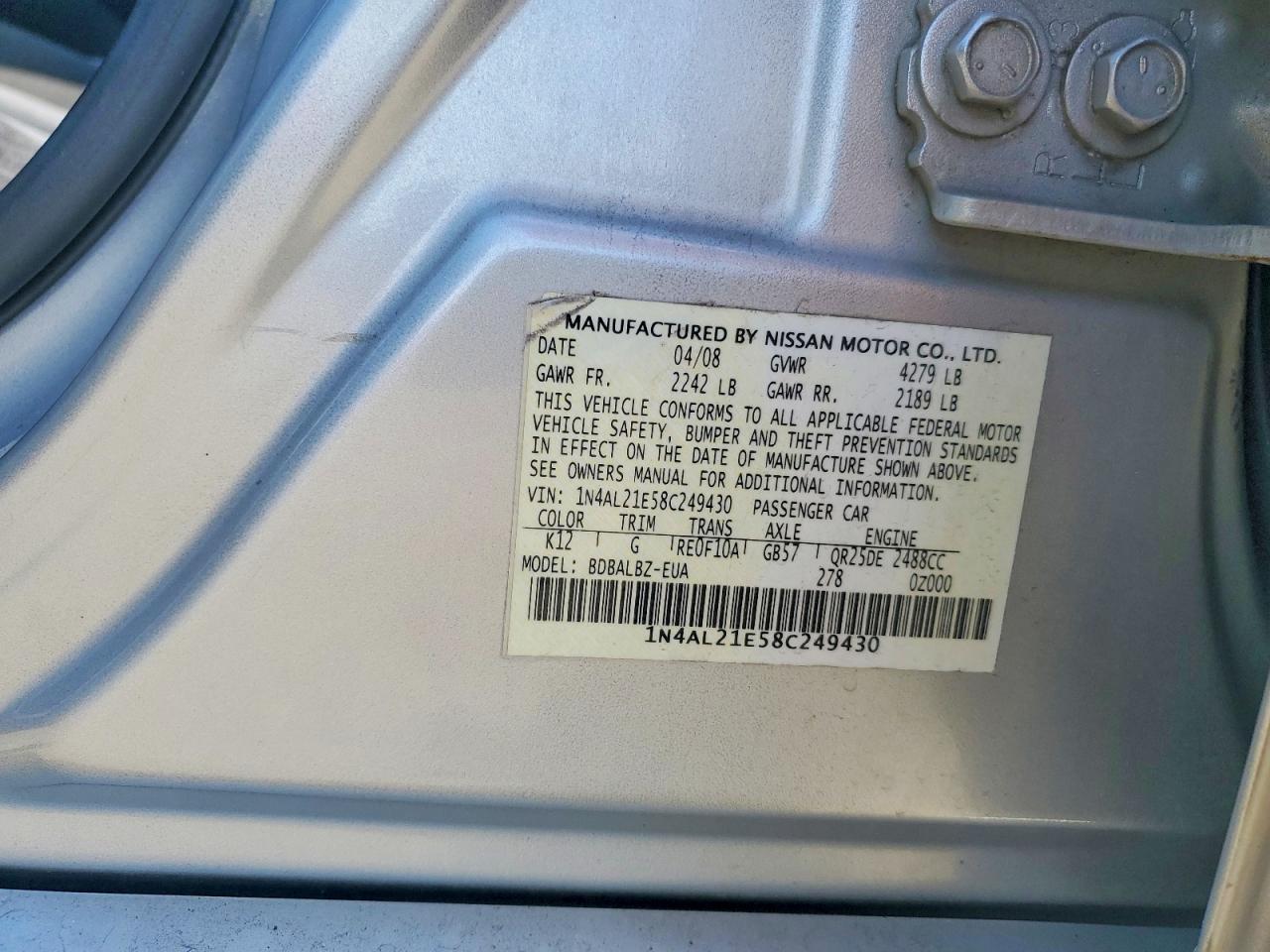 2008 NISSAN ALTIMA 2.5 photo 34