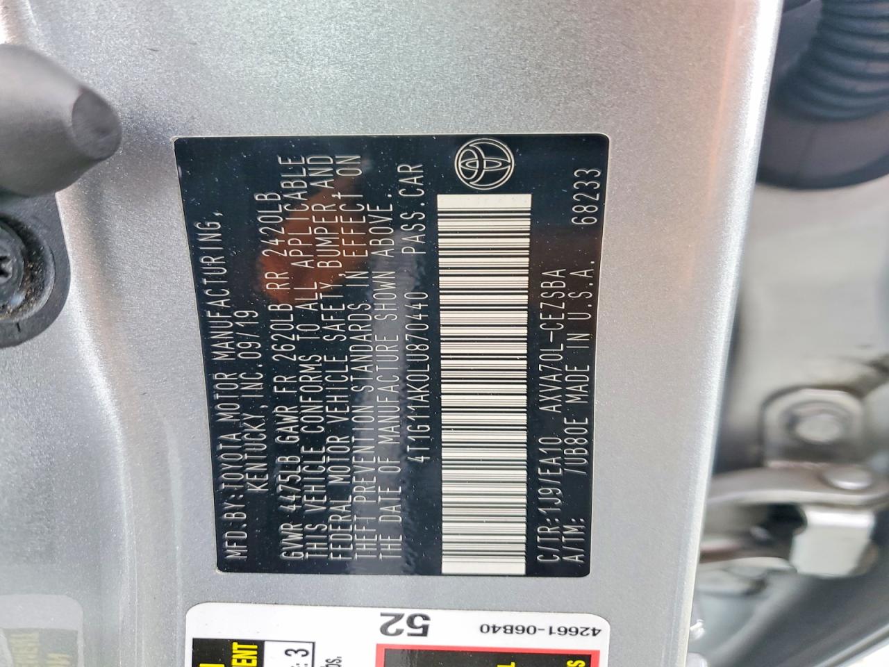 2020 TOYOTA CAMRY SE photo 34