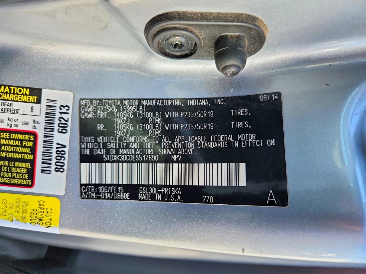 2014 TOYOTA SIENNA SPORT photo 12