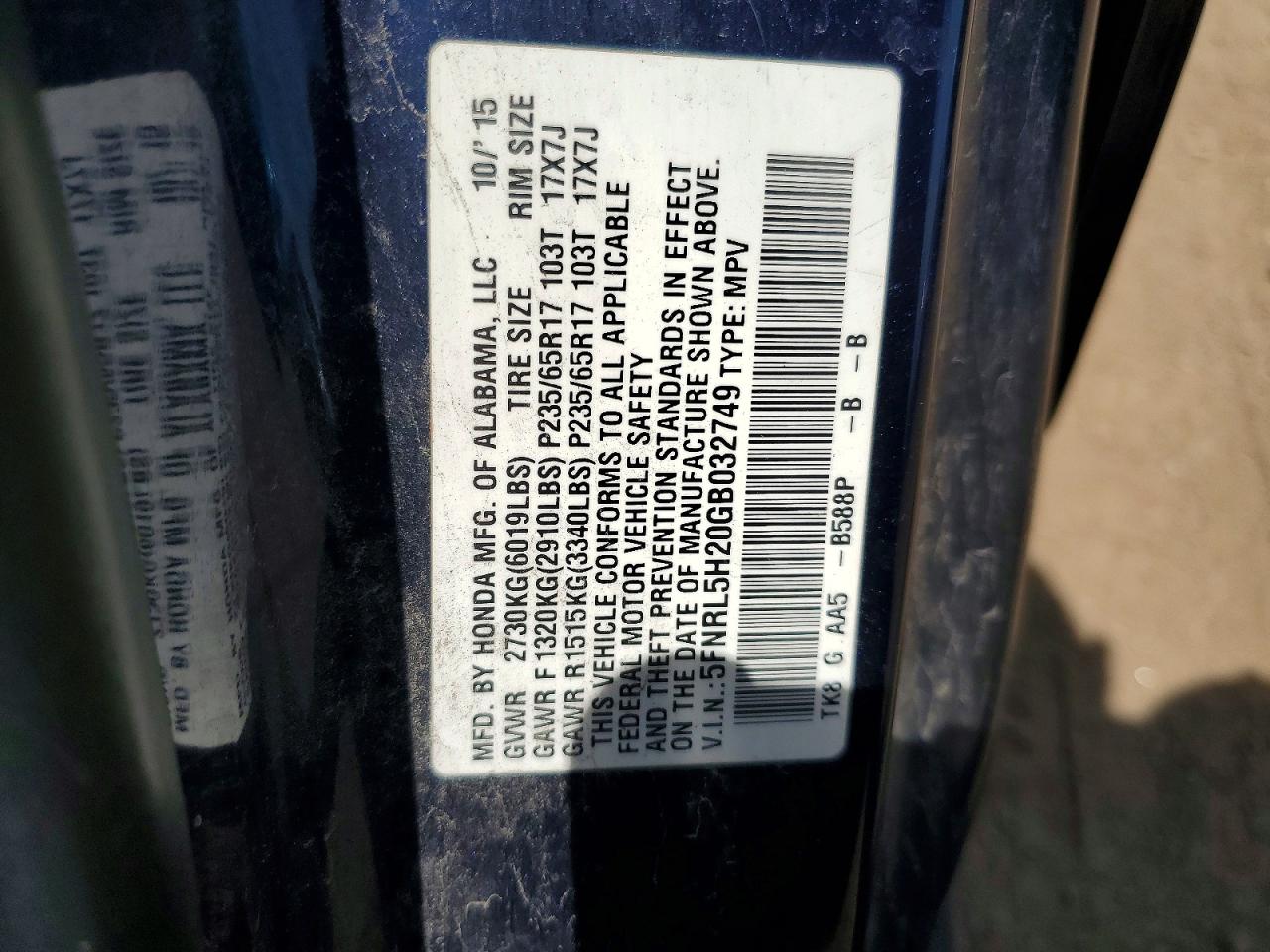 2016 HONDA ODYSSEY LX photo 25