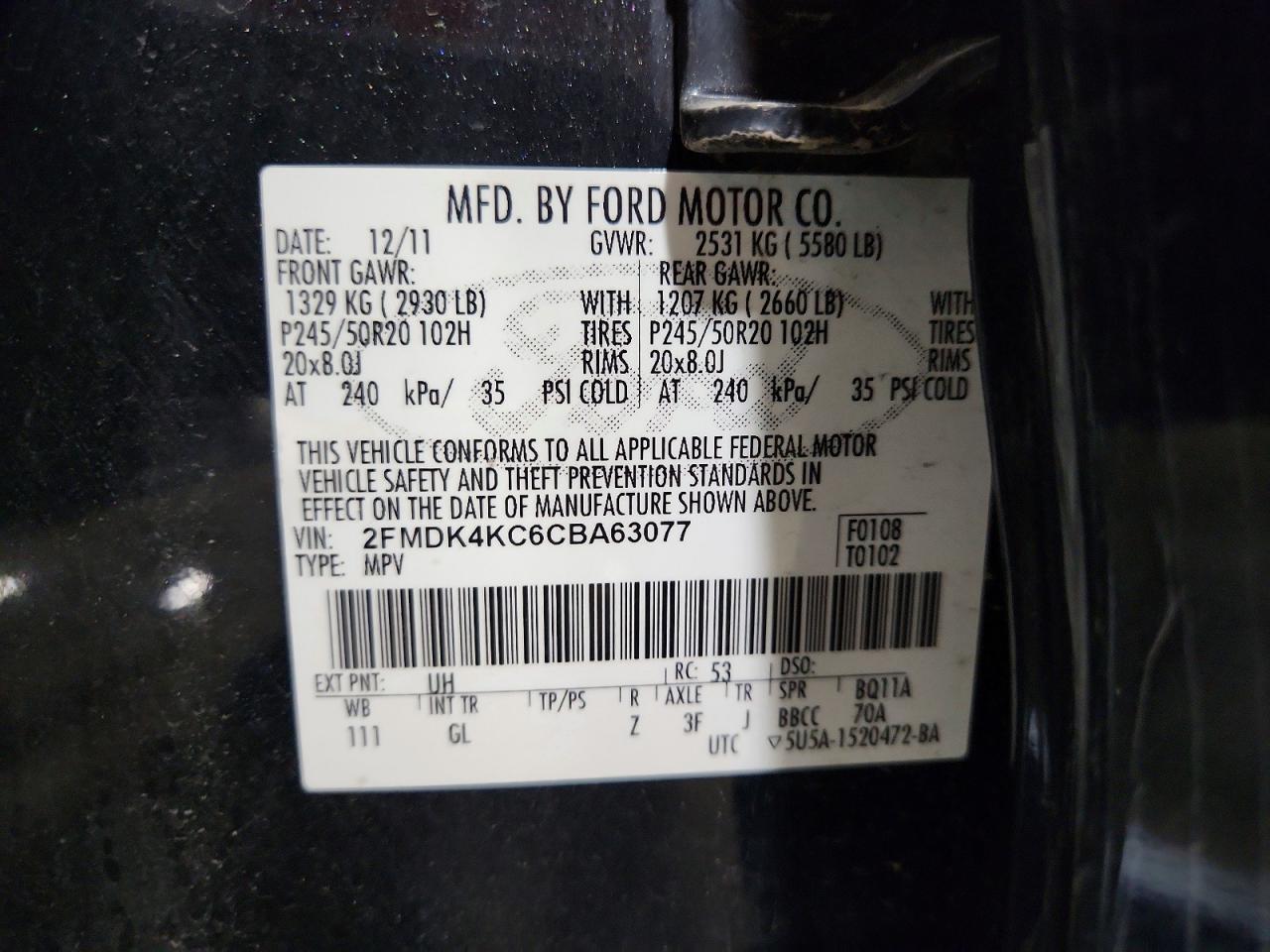 2012 FORD EDGE LIMITED photo 25