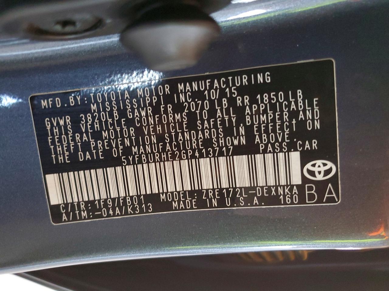 2016 TOYOTA COROLLA photo 34