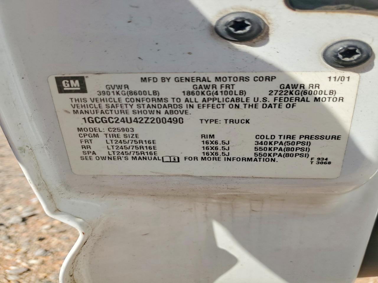 2002 CHEVROLET SILVERADO C2500 photo 12