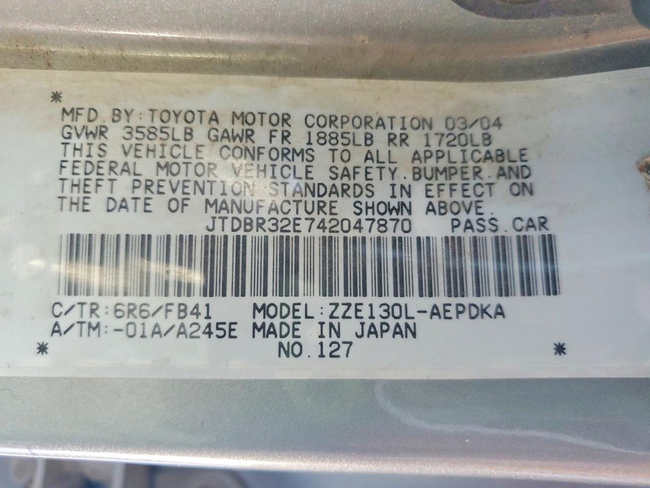 2004 TOYOTA COROLLA CE photo 23