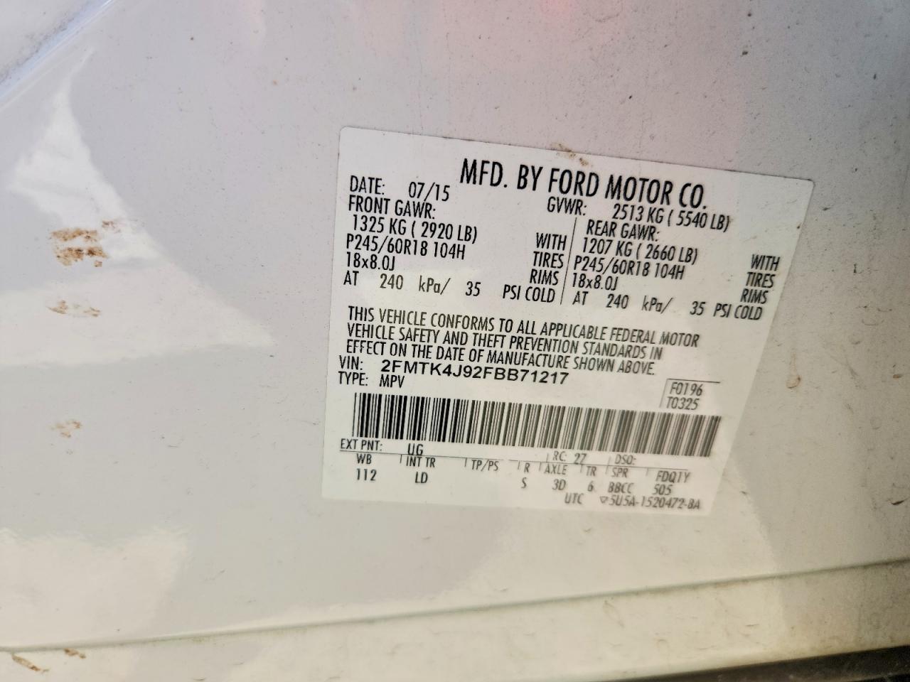 2015 FORD EDGE SEL photo 37
