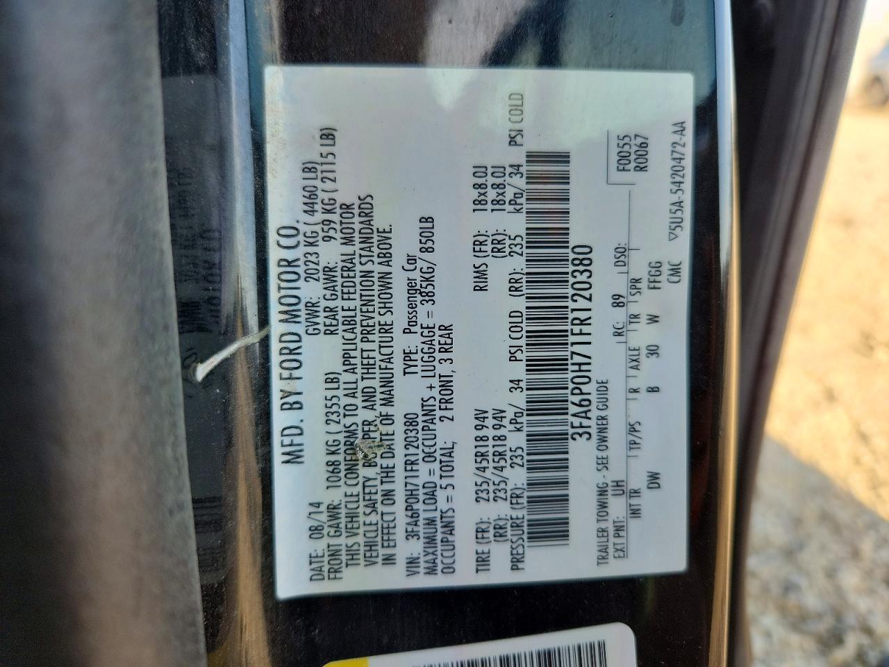 2015 FORD FUSION SE photo 34