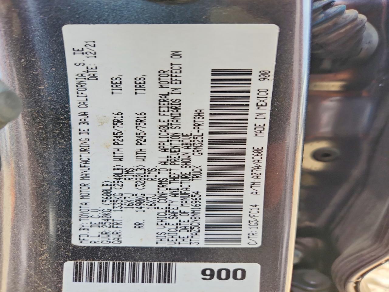 2022 TOYOTA TACOMA SR5 V6 photo 25