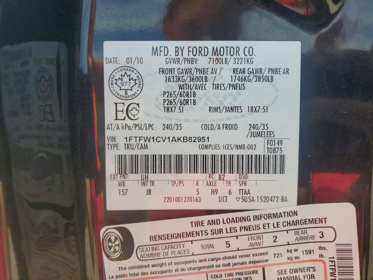 2010 FORD F150 SUPERCREW photo 23
