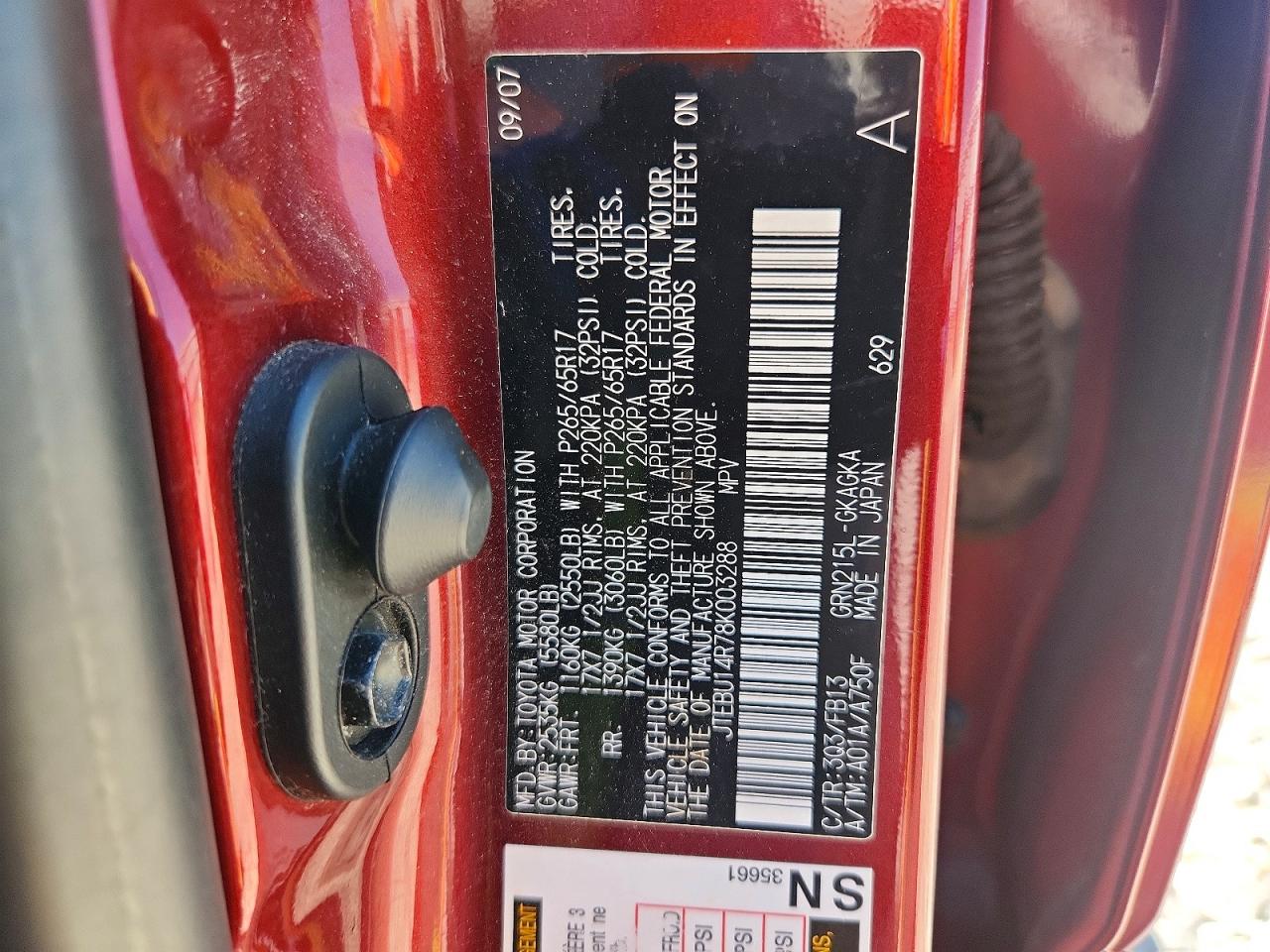 2008 TOYOTA 4RUNNER SPORT EDITION photo 37