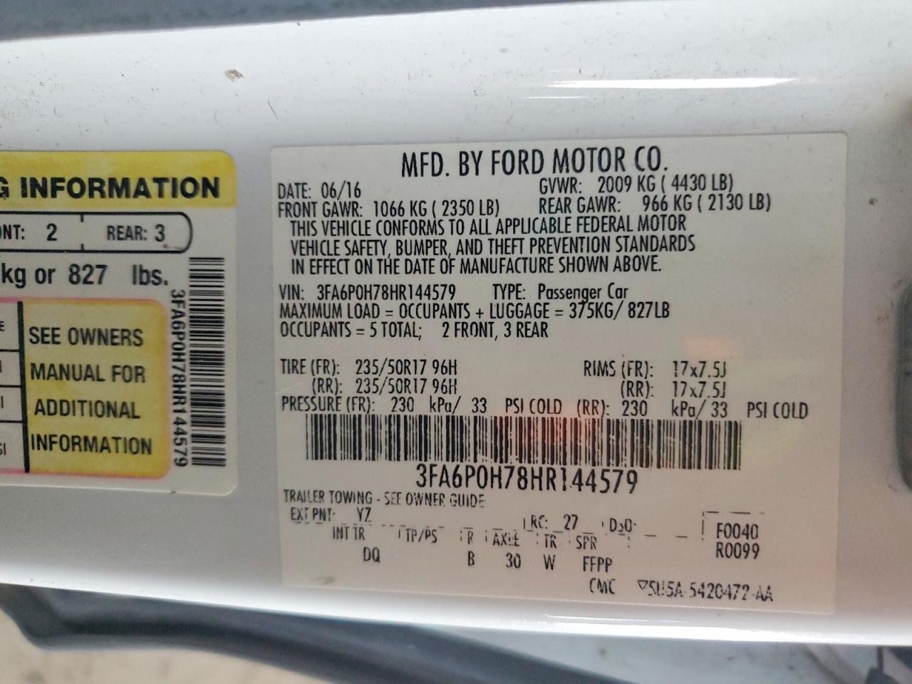 2017 FORD FUSION SE photo 23