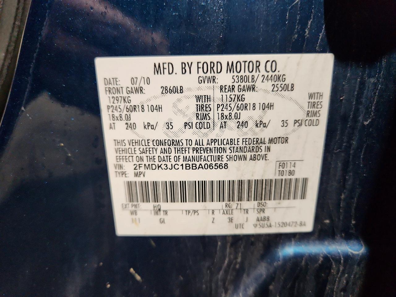 2011 FORD EDGE SEL photo 27