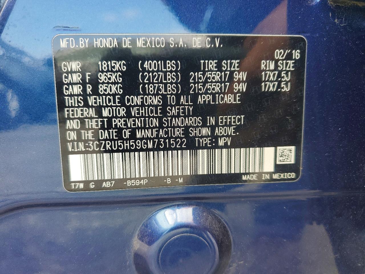 2016 HONDA HR-V photo 34