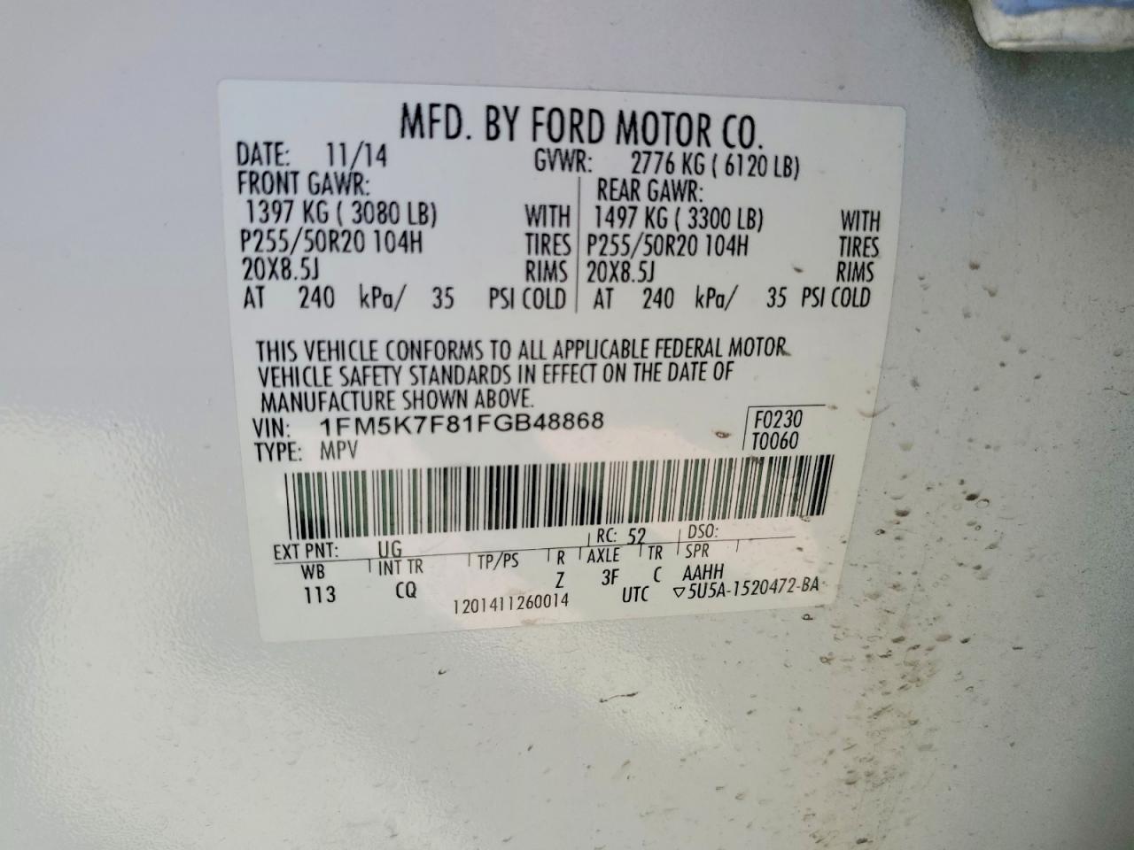 2015 FORD EXPLORER LIMITED photo 25