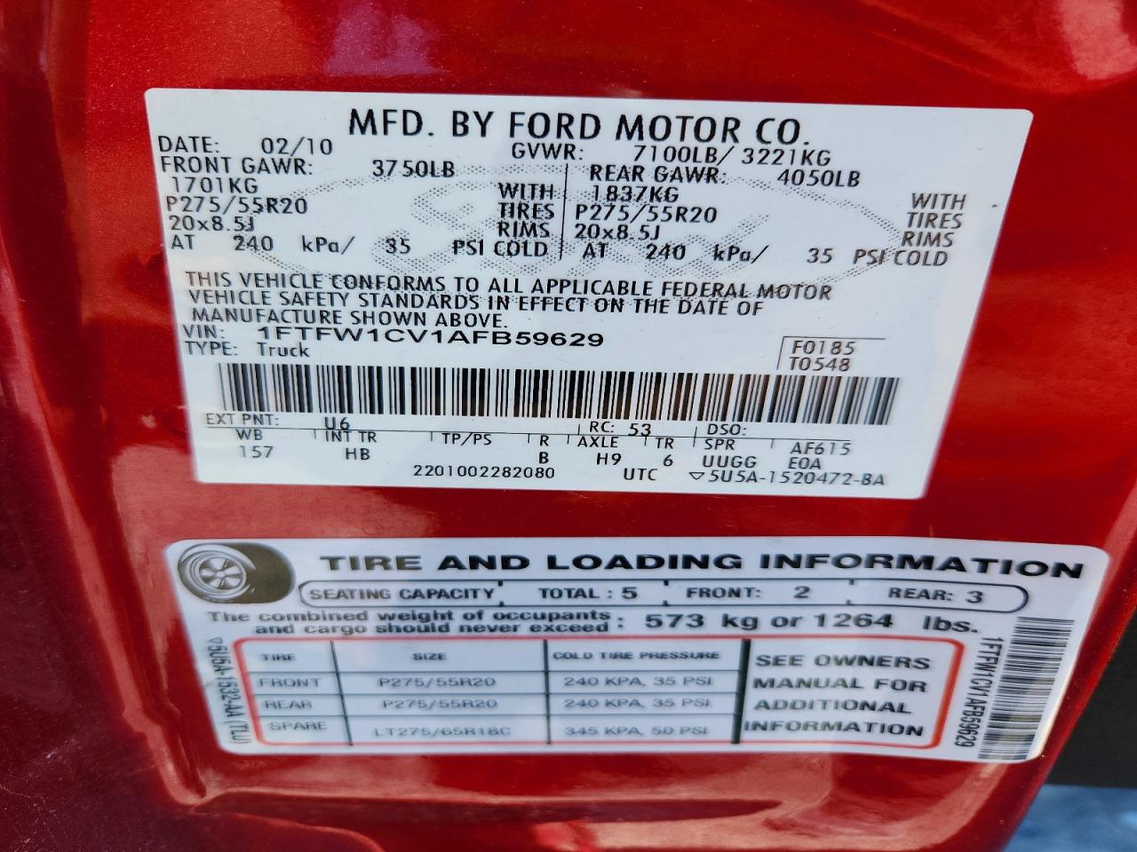 2010 FORD F150 SUPERCREW photo 34