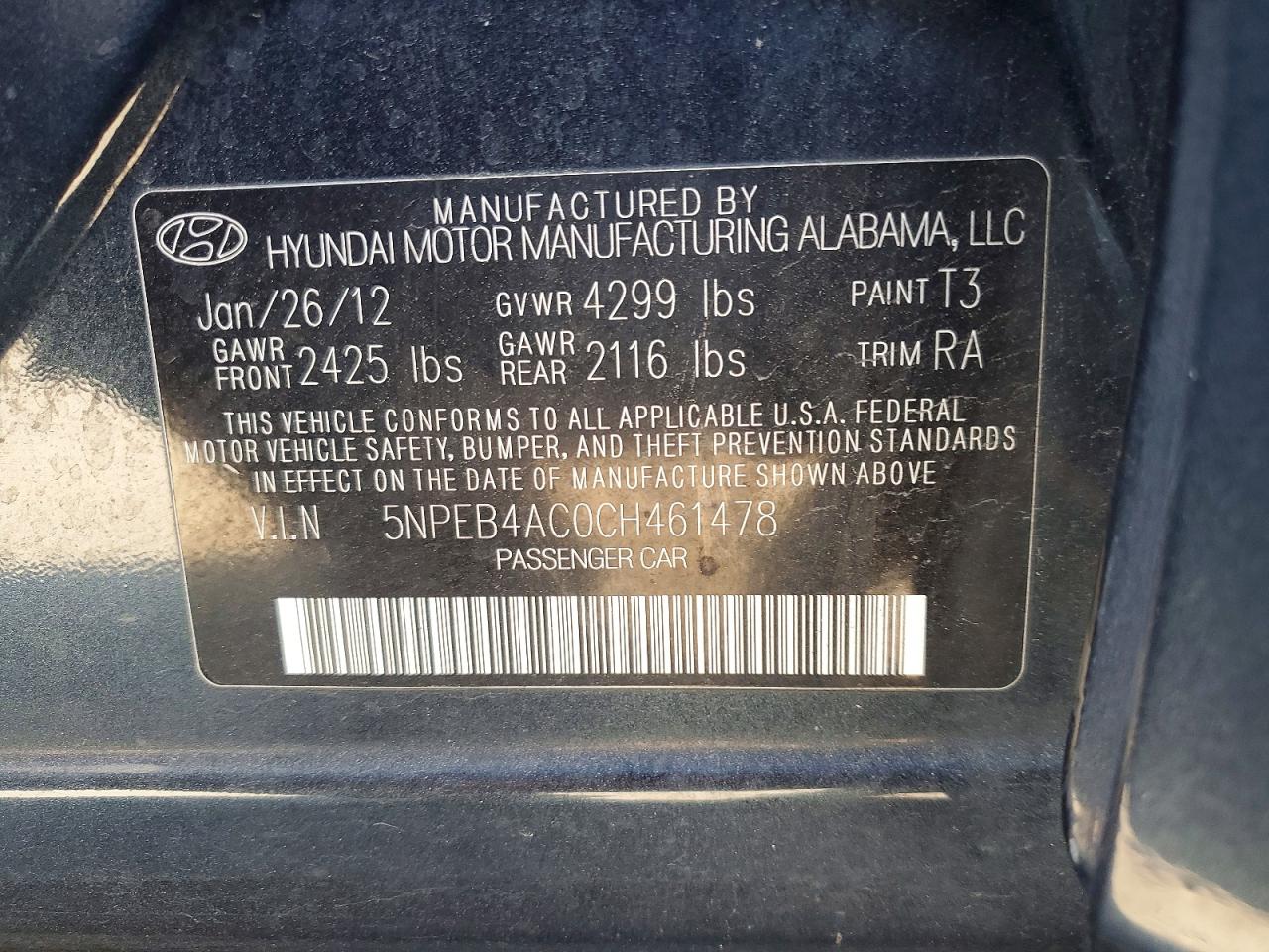 2012 HYUNDAI SONATA GLS photo 23