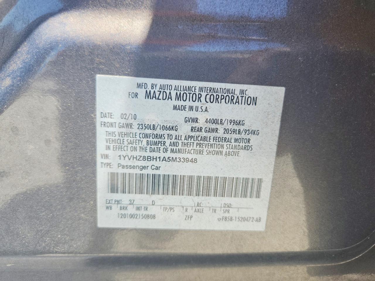 2010 MAZDA 6 I photo 12