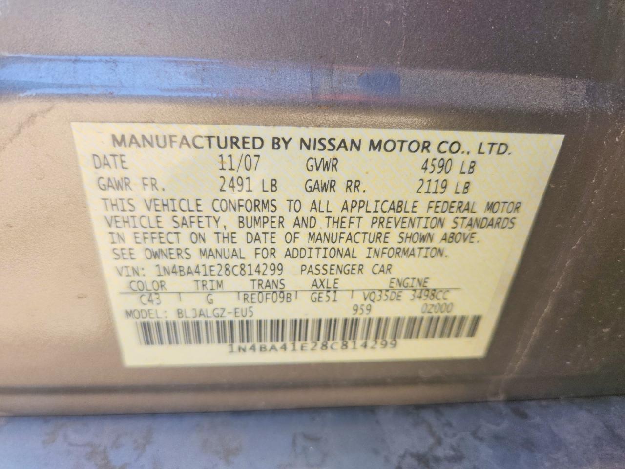 2008 NISSAN MAXIMA 3.5 SE photo 12