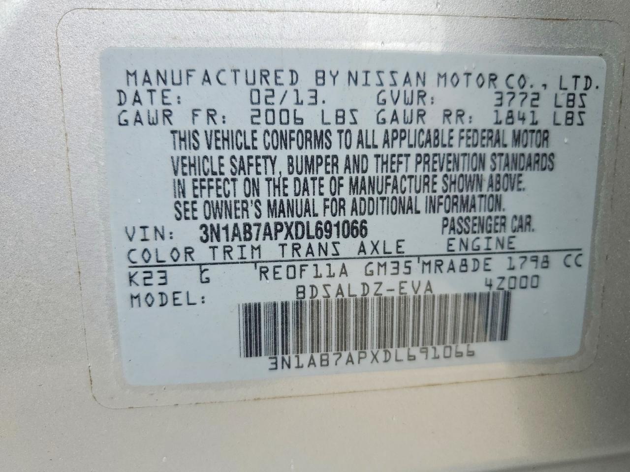 2013 NISSAN SENTRA S photo 12