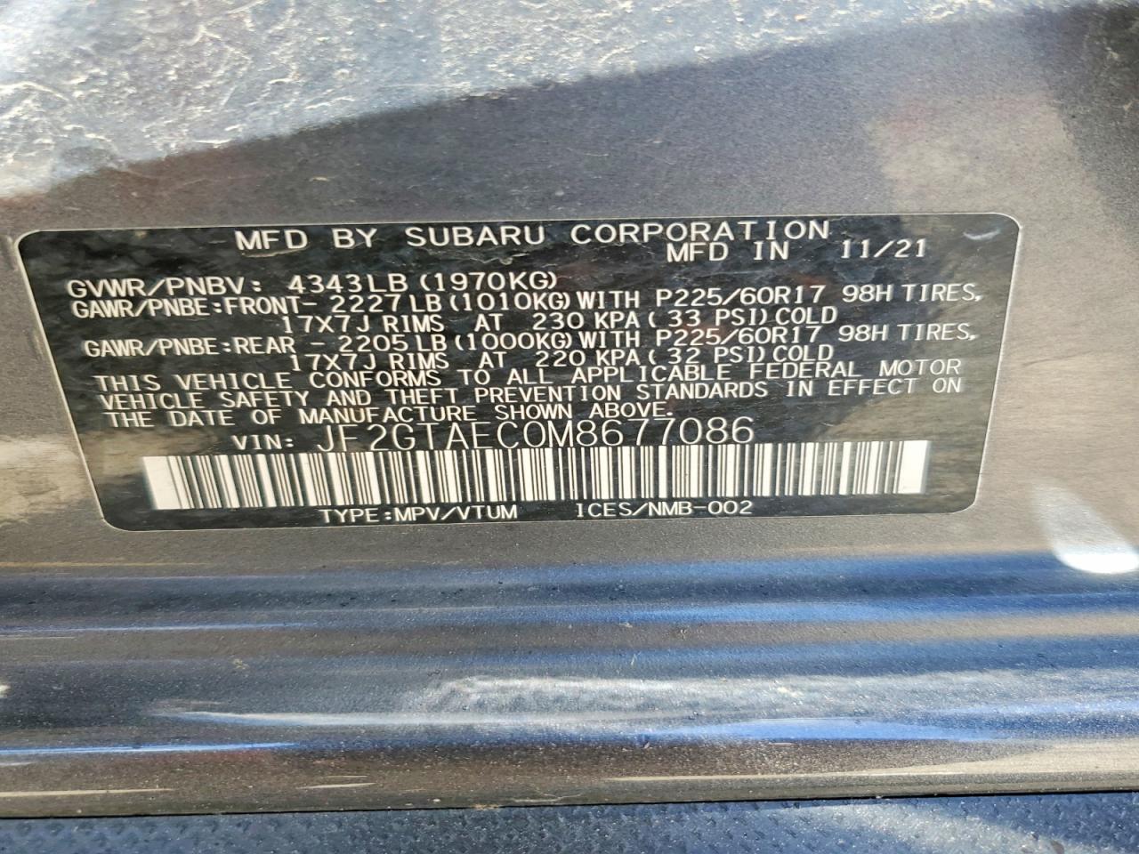 2021 SUBARU CROSSTREK PREMIUM photo 37