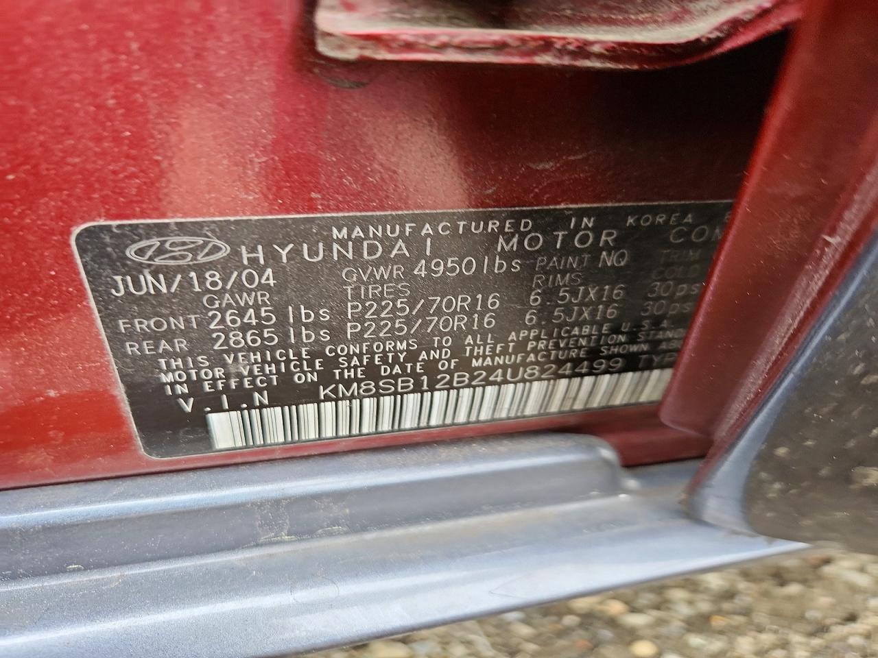 2004 HYUNDAI SANTA FE GL photo 25