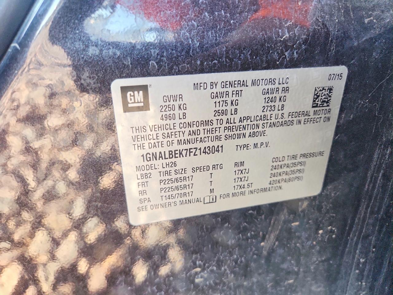 2015 CHEVROLET EQUINOX LT photo 25