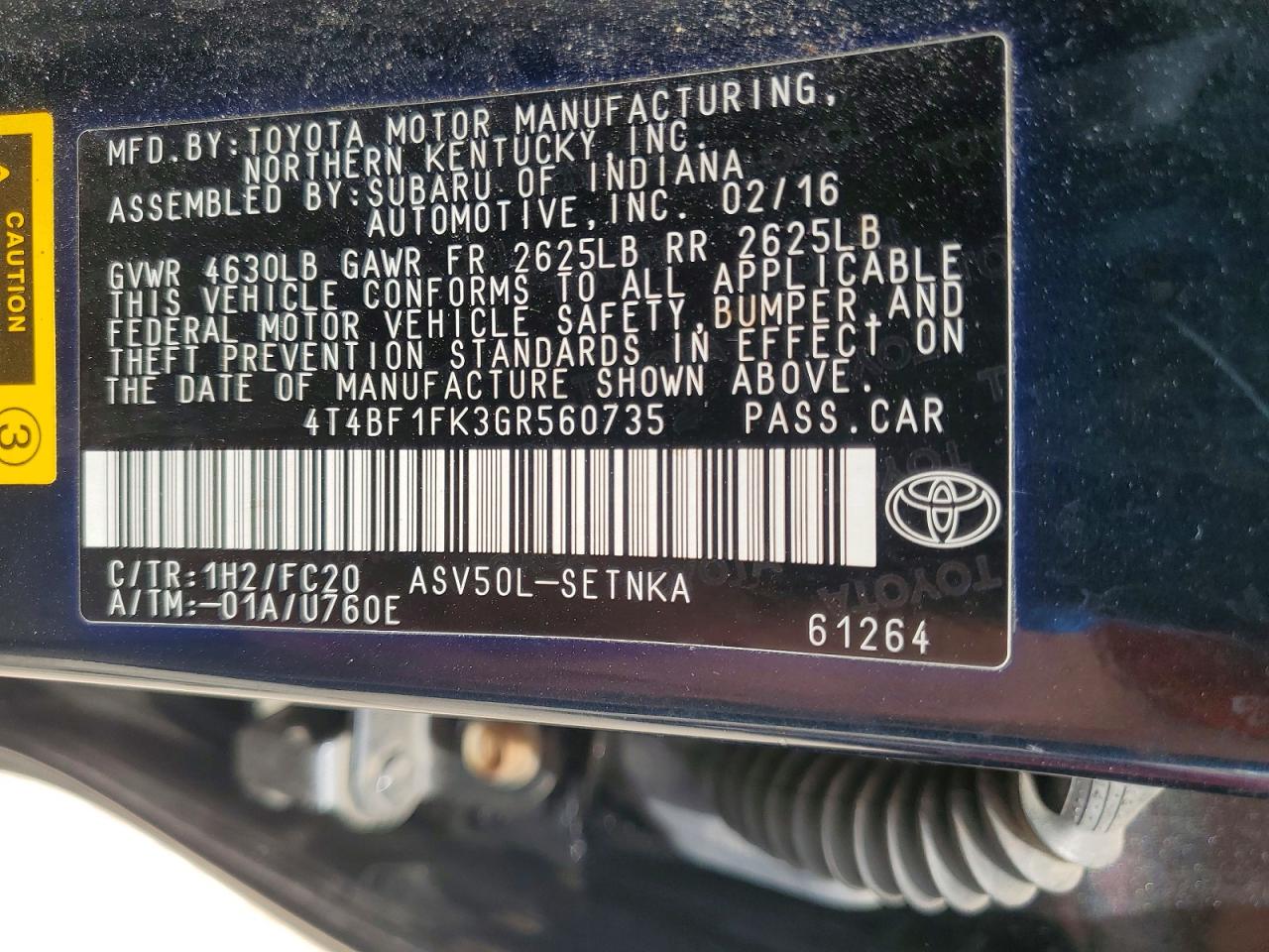 2016 TOYOTA CAMRY LE photo 12
