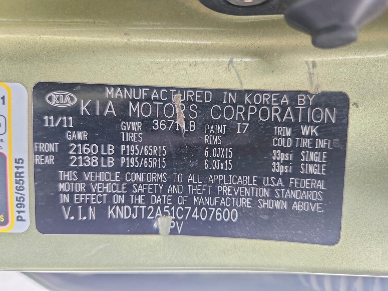 2012 KIA SOUL BASE photo 34