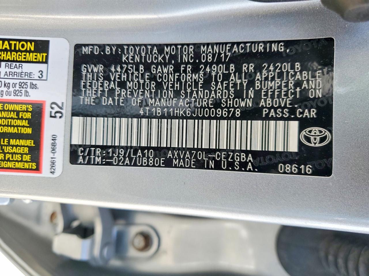 2018 TOYOTA CAMRY XLE photo 23