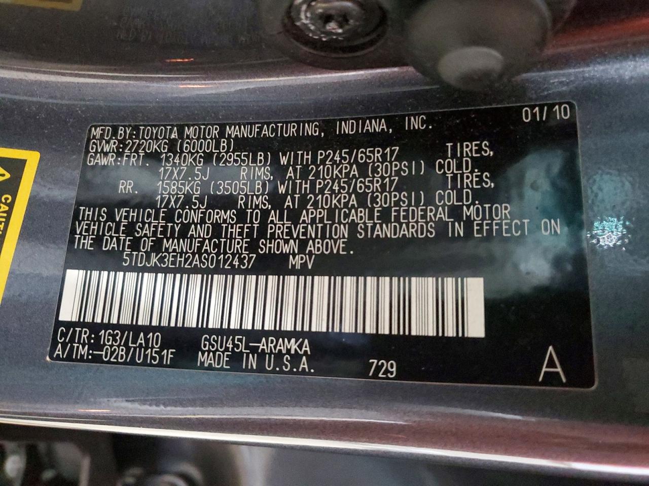 2010 TOYOTA HIGHLANDER SE photo 37