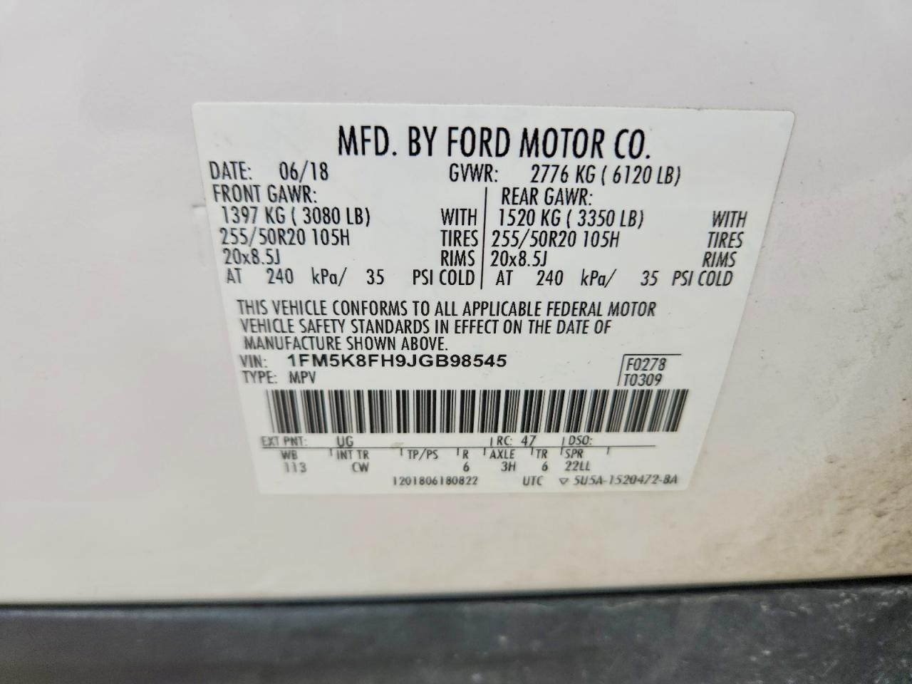 2018 FORD EXPLORER LIMITED photo 14