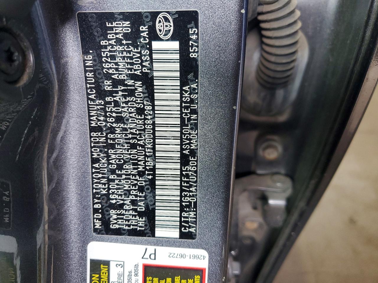 2013 TOYOTA CAMRY SE photo 12