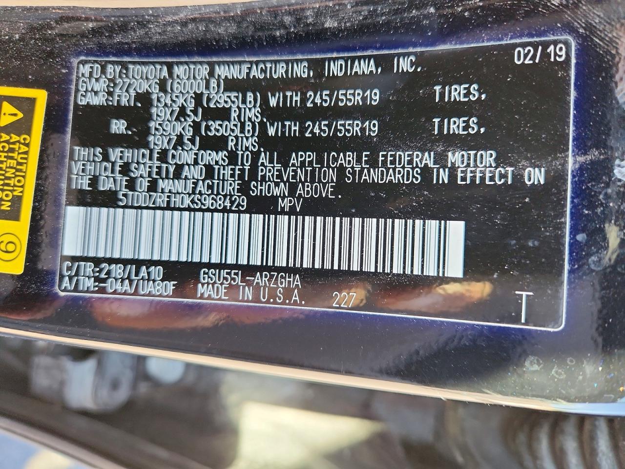 2019 TOYOTA HIGHLANDER LIMITED photo 37