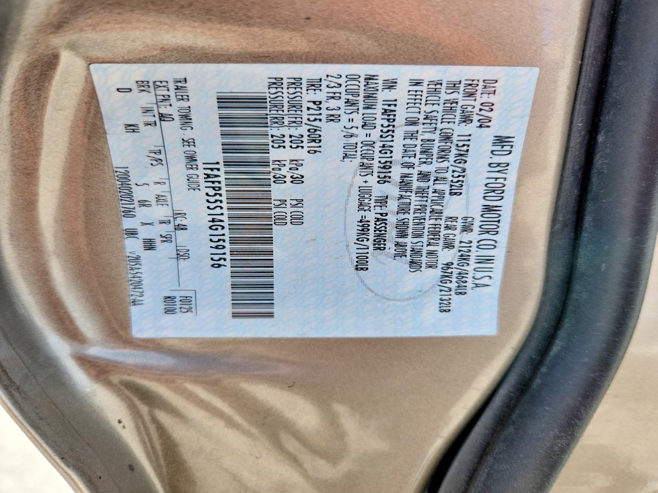 2004 FORD TAURUS SES photo 13