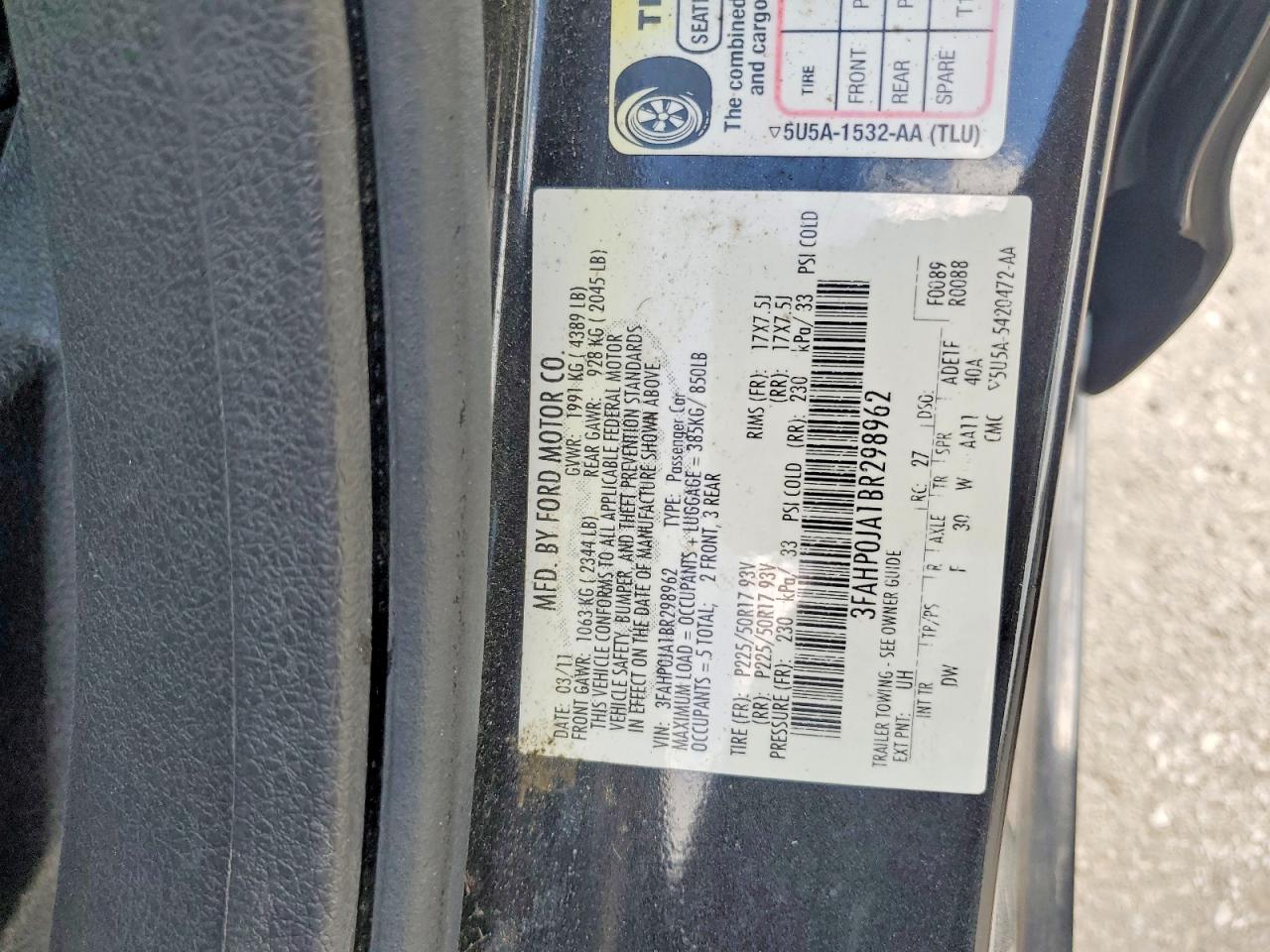 2011 FORD FUSION SEL photo 34