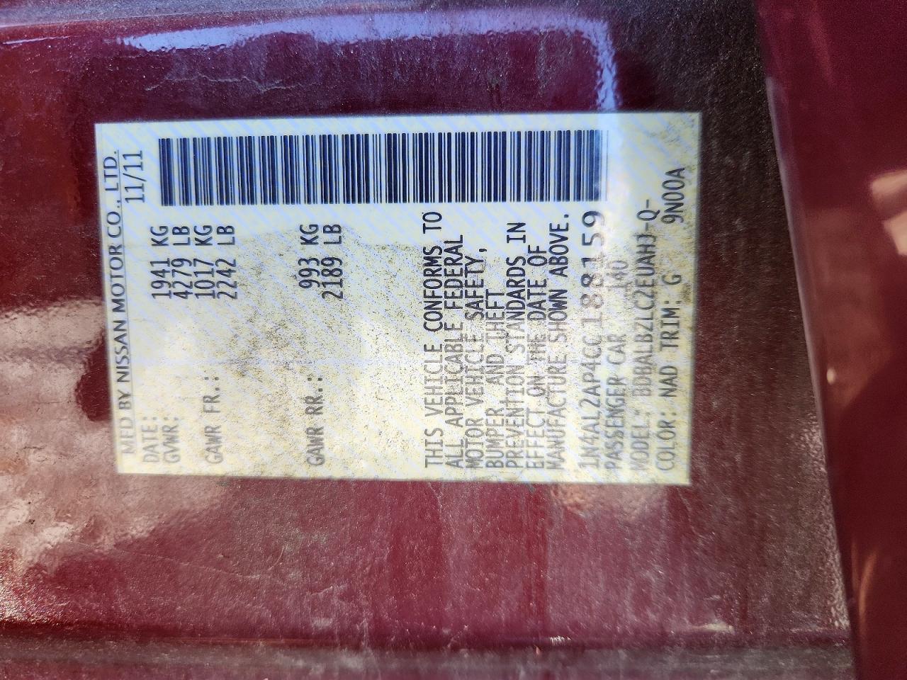 2012 NISSAN ALTIMA 2.5 photo 25